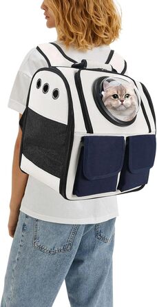 Рюкзак для кота PETCUTE, рюкзак-переноска для маленького кота/собаки, дихаючий, знімний килимок, складаний, Oxford-Tuch (білий)