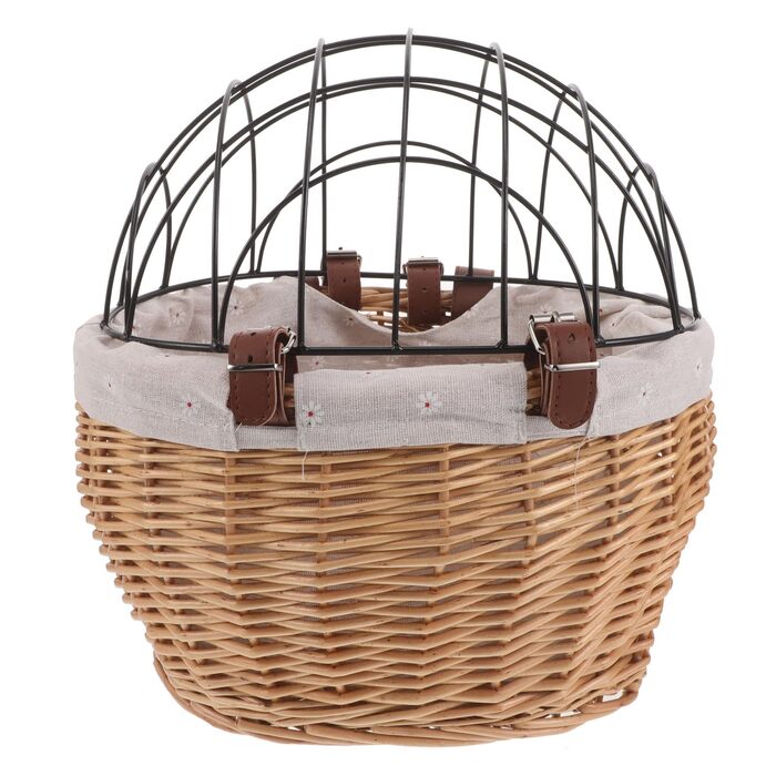 Mikinona Тримач для собак і котів на велосипед, ручної роботи з лози, з ременями, для переднього кріплення