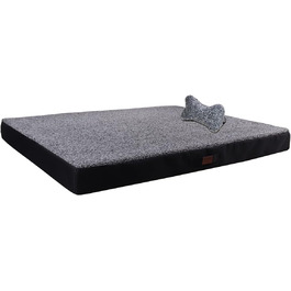 Ортопедичне собаче ліжко Raikou з плюшевою подушкою, 100x80x9 см (Сірий меланж)