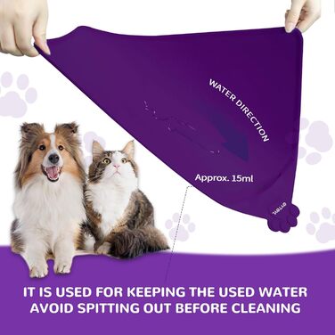Водонепроникний килимок для годування домашніх тварин з високими бортиками, 55 x 38 см, силіконовий, нековзний, для собак, котів, запобігає розливу води (фіолетовий, 30x48 см)