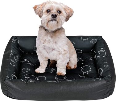 Крісло-лежанка для собак SuperKissen24: лежанка-кошик, лежанка-софа для маленьких, середніх та великих собак, чорно-сіра, розмір M, 70x55 см, приваблива для прання, 1 шт.