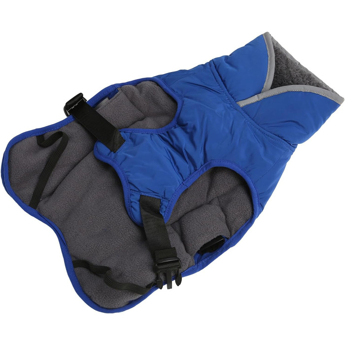 Зимовий одяг для тварин, тепла куртка для собак, плюшевий нашийник з нейлону для маленьких та середніх собак з світловідбиваючим дизайном (блакитний, XXL)