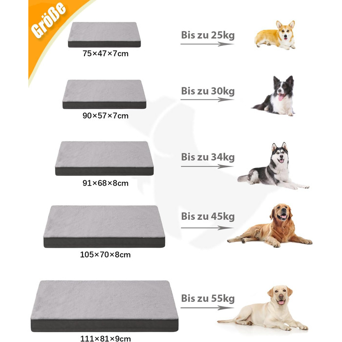 Ортопедичне ліжко для собак великих порід KSIIA, 91x68 см, знімний чохол, двостороннє, темно-сірий колір