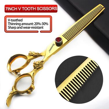 Японські професійні ножиці для стрижки волосся 7/8/9 дюймів, 440C сталь, з ручкою у вигляді дракона, золоті (комплект 2 шт.)