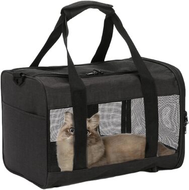 Транспортна переноска для котів та маленьких собак Weiche – складана переноска з двома входами, чорна