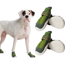 Зручні собачі чоботи Spark Paws – неслизькі, дихаючі, захист лап для літа та походів, міцні, набір 4 шт. – Зелені, розмір 5.0 см | 10-15 кг