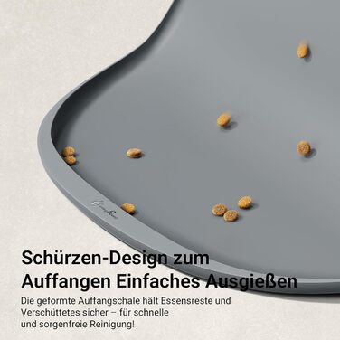 Підкладка під миску для котів DownyPaws, силіконова, 62 x 43 см, сіра. Захист від розливу води та корму, легко миється, BPA-free