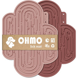 Лежак-іграшка для собак та котів OHMO Schleckmatte, 2 шт. - милий дизайн кактуса, силікон, 18x25.5 см (кораловий & вишневий)