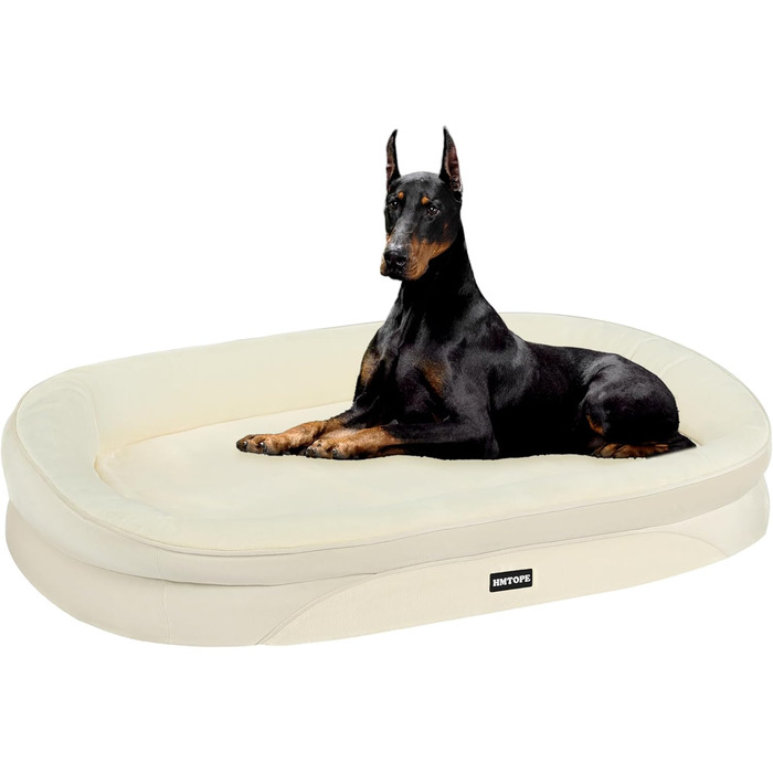 Ортопедичне ліжко для собак, ліжко-софа для собак, подушка з роликом для шиї з чотирьох сторін, неслизьке дно, кошик для собак, знімний та пральний, середні та великі породи собак, 106 x 79 x 17 см, оливковий колір