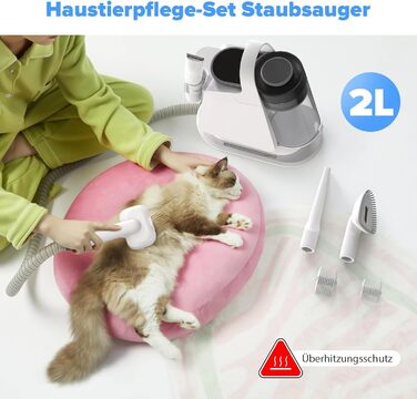 Машинка для стрижки собак зі вбудованим пилососом, 13000Pa, тиха, для собак та котів, 7 насадок, контейнер для сміття 2L