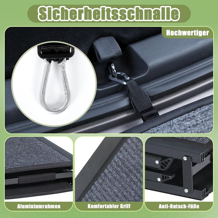 Рампа для собак SMONTER 160 см, автоматично складається, з антиковзким покриттям, для авто, вантажівок та SUV, чорна