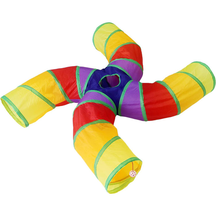 Туннель для котів Bemodst Regenbogen, S-подібний, інтерактивний, 4-х стороння іграшка-лабіринт для котів, кроликів, хом'яків, цуценят