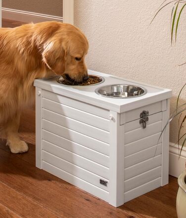Підставка для годування собак New Age Pet ECOFLEX з 2 металевими мисками і контейнером для корму