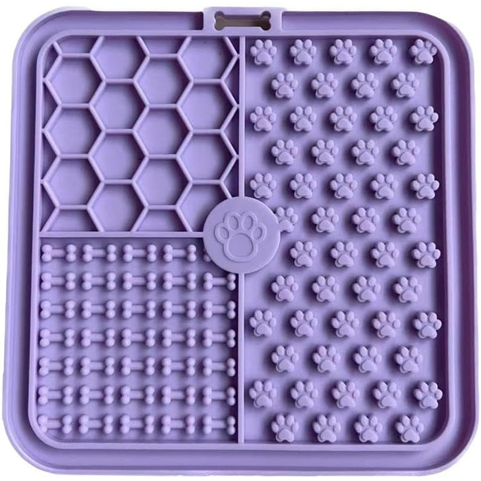 Килимок для собак та котів з присосками, повільний годівник для собак, лижучий килимок для зняття тривоги, арахісове масло (фіолетовий, 15*15 см)