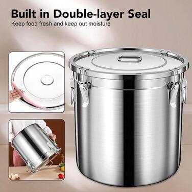 Контейнер для корму для собак та котів, 20lb/9kg, нержавіюча сталь, з міркою та 2 маленькими контейнерами