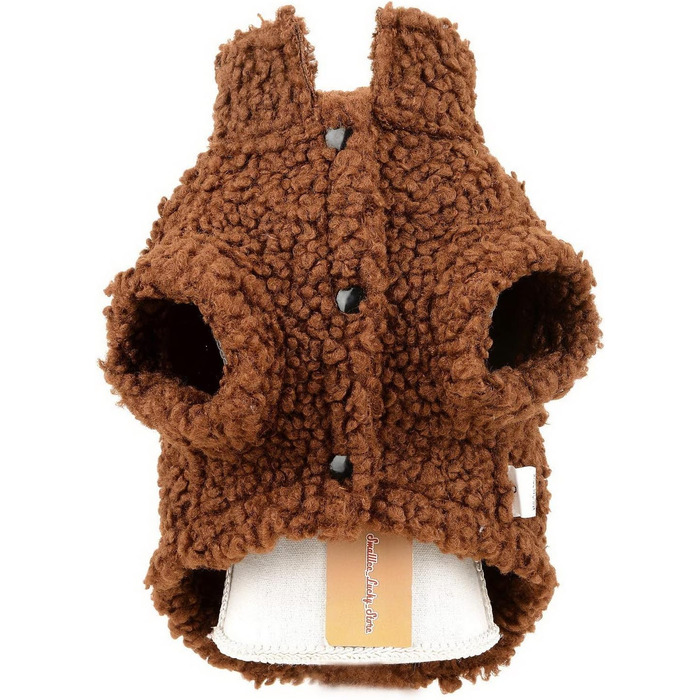 Теплий зимовий одяг для тварин з флісовою підкладкою: куртка для собак та котів, з кільцем для повідка, для чихуахуа, йоркширського тер'єра, коричневий (M)