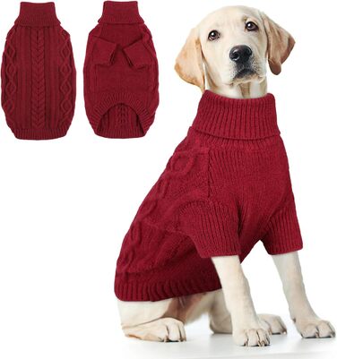 Пуловер для собак - елегантний різдвяний пуловер з отвором для шлейки, теплий пуловер для середніх та великих собак (червоний XL)