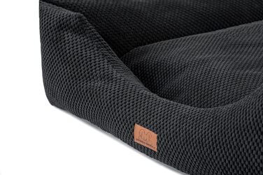 Кругле/прямокутне ліжко для собак та котів Oaza, м'яке, текстильне, кольори: кремовий, чорний, розмір 80x70 см