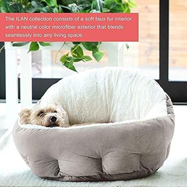 Крісло-ліжко для собак: зручне ліжко-гніздечко з високим бортом, сірого кольору, знімний та пральний чохол