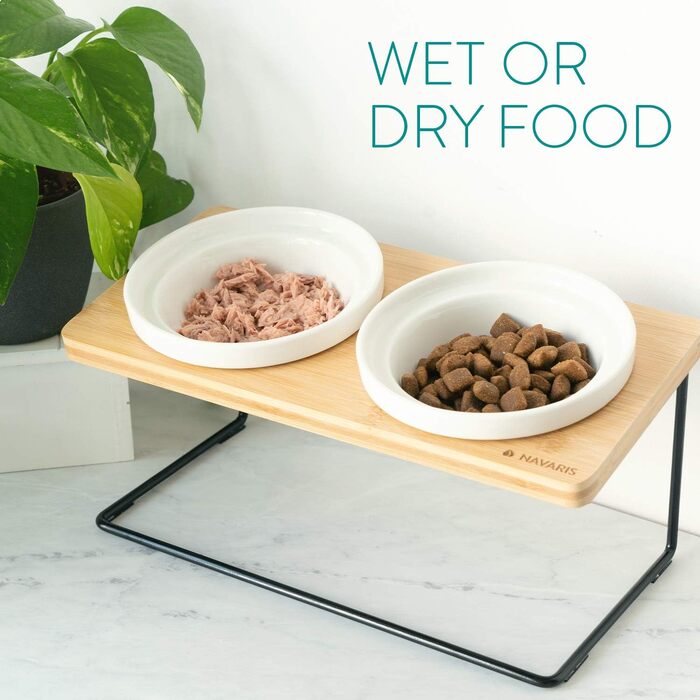 Підвищені годівниці для котів Navaris - 2 годівниці з кераміки - годівниця для котів та собак