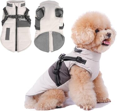 Водонепроникний зимовий одяг для собак, тепла куртка для собак, одяг для собак маленьких, середніх та великих порід, водонепроникний пуловер з безпечними світловідбиваючими смугами (Абрикосовий, M)