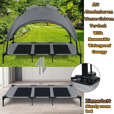 Крісло-ліжко для собак з балдахіном, лежанка для котів та собак, вуличне/домашнє, 76x61x76 см (M) / 122x92x102 см (XL)