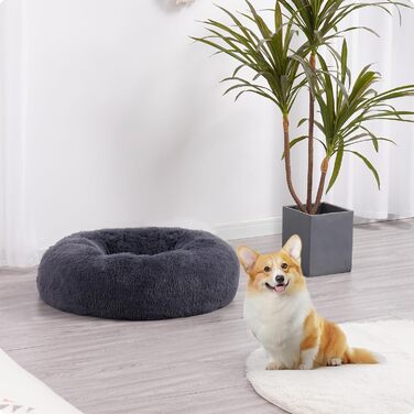 Ортопедичне ліжко для собак, кругле, м'яке, для собак та котів, 70 см, темно-сірий, 70x70x20 см