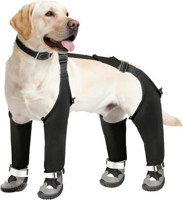 Чоботи для собак з підтримуючою конструкцією, водонепроникні чоботи-регулятори для цуценят, зимові чоботи-снігоступи, антибагряний костюм з чоботами, регульовані підтяжки (XS)