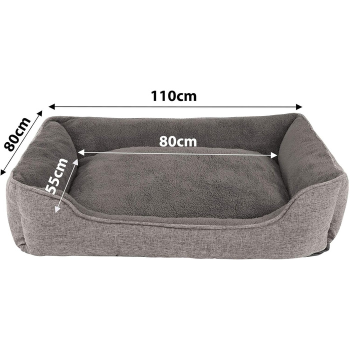 Килимок для собак Lionto знімний, сірий, 110x80 см. М'яке ліжко для домашніх тварин з комфортним входом, з антиковзким дном