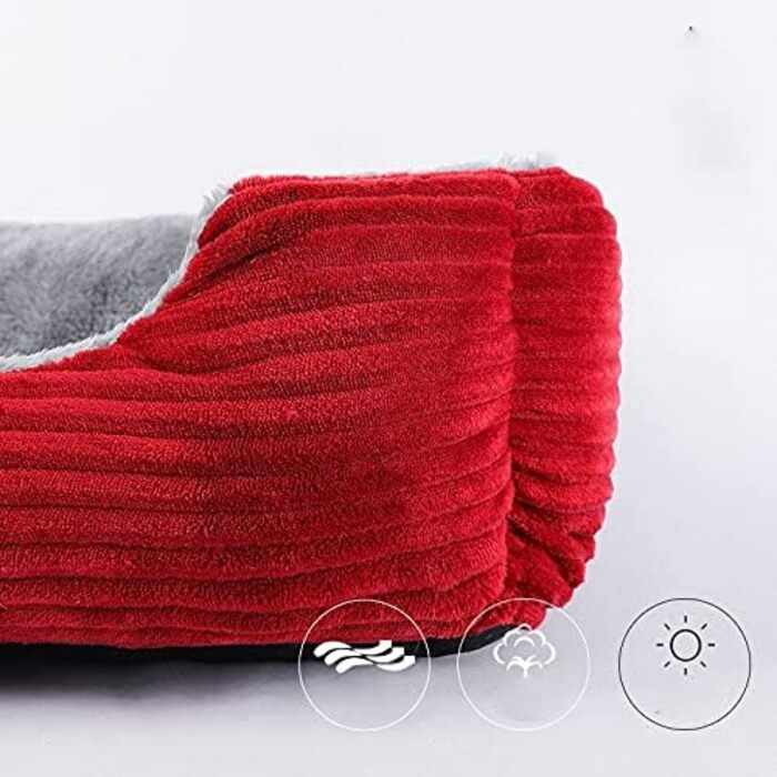 М'яке лежанка для собак та котів, лежанка-софа, червона, 60 x 45 см, коралловий фліс