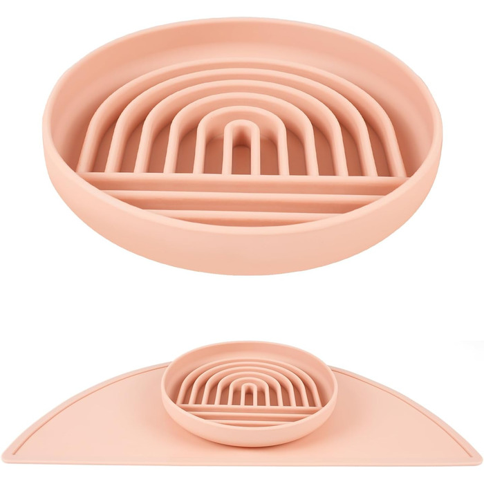 Силіконова миска для собак Slow Food, проти блювоти, не ковзає, рожева