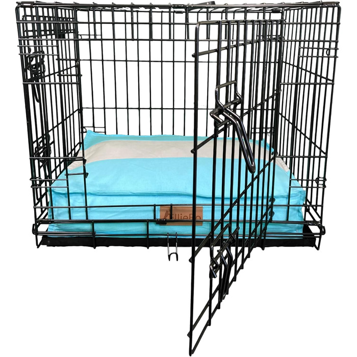 Гніздо для собак Ellie-Bo середнього розміру 71x48x10 см з смугастим покриттям чорного та коричневого кольорів, підходить для клітки 76,2 см (Blue with Grey Stripe, XXL - [L117 x W75 x H10cm])
