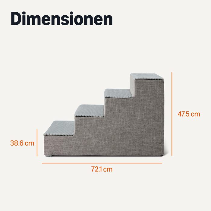 Сходинка для собак Amazon Basics – сіра, 4 сходинки, для високих диванів та ліжок