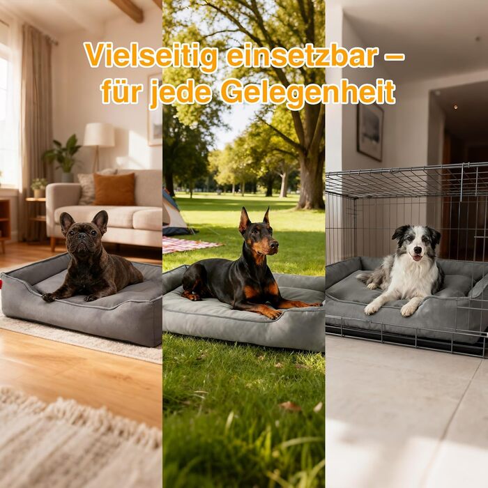 Лягу для собак середніх та великих порід Zedelmaier, 90х68х19 см: зносостійкий кошик, товсте ліжко, миється, водонепроникна, сірий колір.