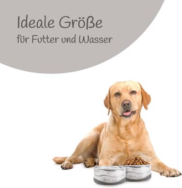 Набір мисок для собак з кераміки (2 шт., сірий, 400 мл) - для маленьких та великих собак, з неслизьким дном, придатні для миття в посудомийній машині