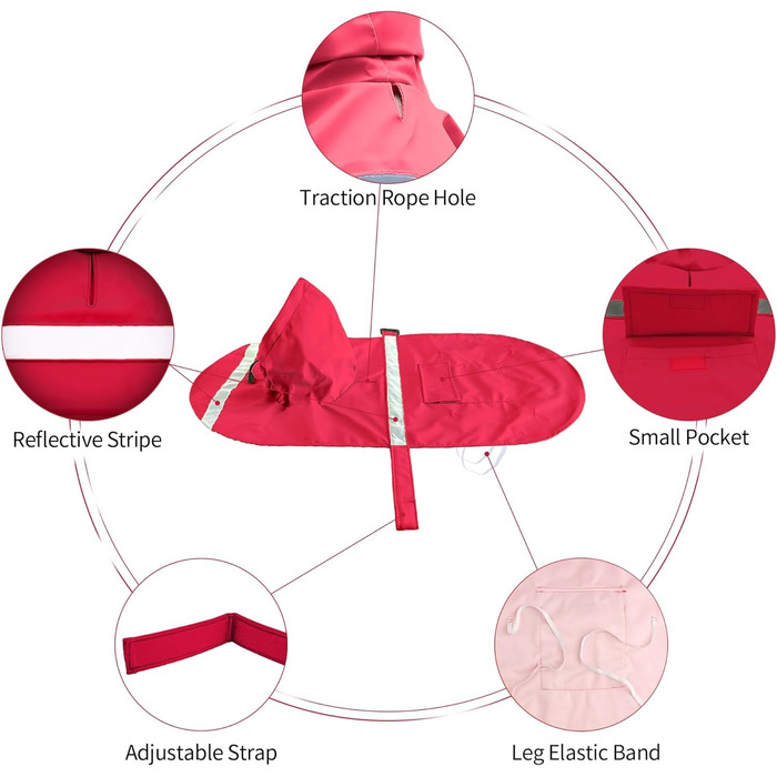 Дощовик для великих собак NACOCO, регульований, динозавр, водонепроникний, одяг, легка дощова куртка, пончо з капюшоном, смугастий, світловідбиваючий, синій (розмір M, синій динозавр)