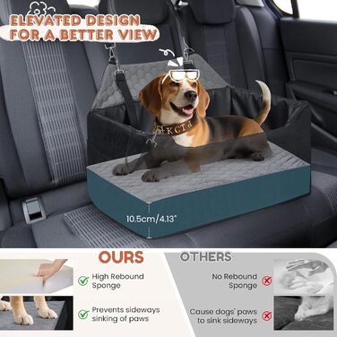 Автомобільний лежак для собак середніх та великих порід 78x55x53 см, знімний, миючий, з поводом, водонепроникний чохол, для великих собак