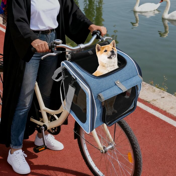 Корзина для собак на велосипед, 36x25x36 см, переноска для тварин, сумка-переноска з сітчастими вікнами, сумка для подорожей для котів та собак