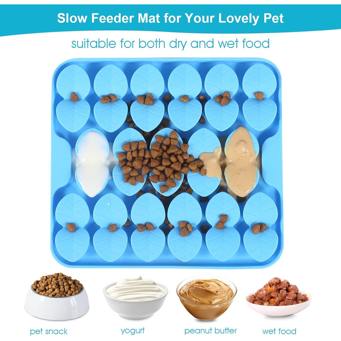 Килимок для собак VOOWO, силіконовий килимок-нюхалка, миска-повільний годівник для собак, килимок для годування собак, повільний годівник, килимок-нюхалка для маленьких, середніх та великих собак (блакитний, маленький)