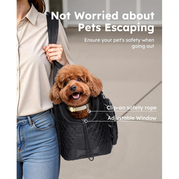 Транспортна сумка для собак Pecute, чорна XL, до 6 кг, 43x35x20 см