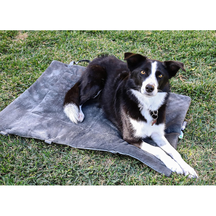 Водонепроникний килимок для котів та собак Kritter Planet, складаний, миючий, для відпочинку на вулиці, у подорожах та кемпінгу, з ручками, 80 x 60 см, сірий