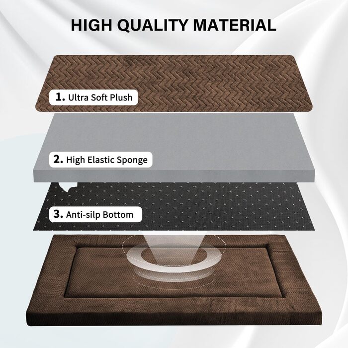 Підстилка для собак WESTERN HOME: м'яка, зручна, антиковзаюча, для великих, середніх та маленьких собак. Розмір 107x69x4 см, колір коричневий (Wave Brown)