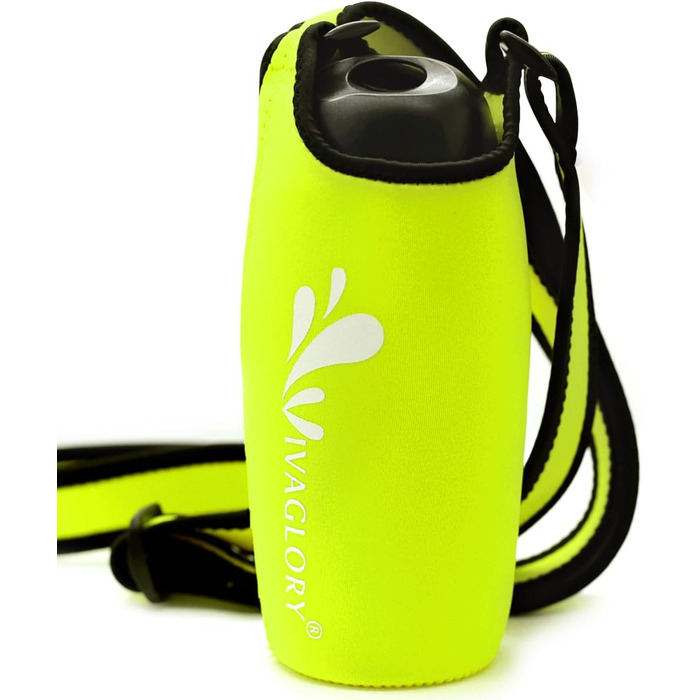 Фляга для води для собак VIVAGLORY з тримачем та плечовим ремінцем, 750 мл, неон-жовтий