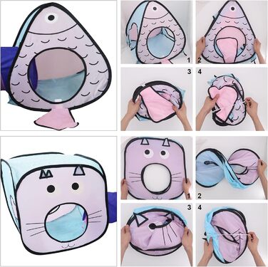 Туннель для котів, іграшка-труба, складаний тунель для кошенят, цуценят, кроликів. 3 шт. блакитний