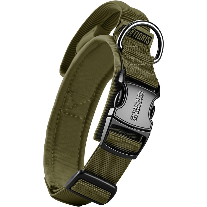 Нашийник для собак OneTigri з металевою застібкою (S, Ranger Green)