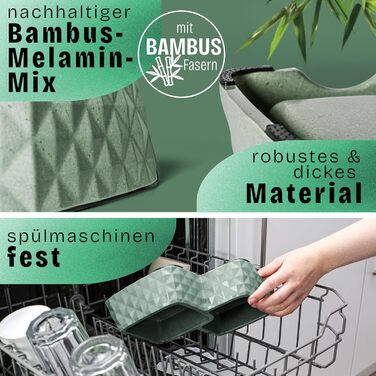 Подвійний миска для котів та маленьких собак ne&no® з бамбука, неслизька, до 400г корму та 350мл води, м'ятного кольору