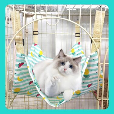 Кішка-гамак для підвішування в клітці Andiker, двошарове ліжко для котів, 55,9 x 45,7 см (блакитний)