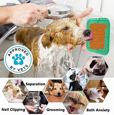 Килимок для лизання собак Kwispel: великий, з присосками, для заспокоєння, з дозатором ласощів, для собак та котів (зелений)