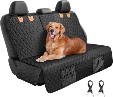 Захисний чохол на заднє сидіння автомобіля для собак, водовідштовхуючий, антиковзний, з 2 ременями безпеки, чорний