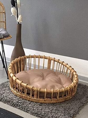 Лежанка для собак та котів Lenny з ротангу, діаметр 60 см